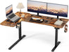59" Reversiable L - Shaped Electric Standing Desk Adjustable Height Gaming Stand up Corner Desk Sit Stand Home Office Computer Desk with Splice Board,Rustic Brown Top - ShipItFurniture