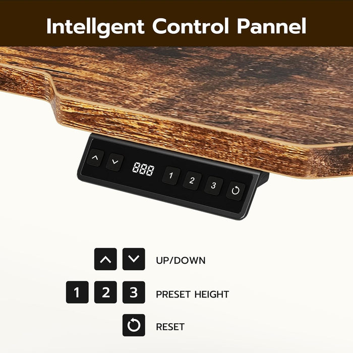 59" Reversiable L - Shaped Electric Standing Desk Adjustable Height Gaming Stand up Corner Desk Sit Stand Home Office Computer Desk with Splice Board,Rustic Brown Top - ShipItFurniture