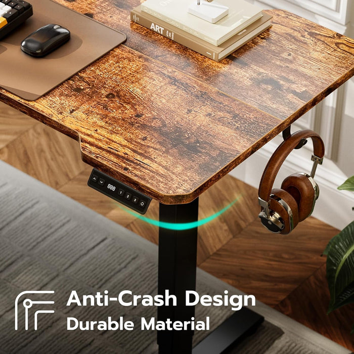 59" Reversiable L - Shaped Electric Standing Desk Adjustable Height Gaming Stand up Corner Desk Sit Stand Home Office Computer Desk with Splice Board,Rustic Brown Top - ShipItFurniture