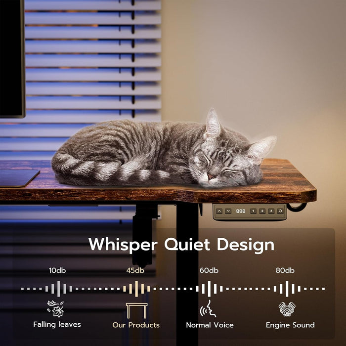 59" Reversiable L - Shaped Electric Standing Desk Adjustable Height Gaming Stand up Corner Desk Sit Stand Home Office Computer Desk with Splice Board,Rustic Brown Top - ShipItFurniture