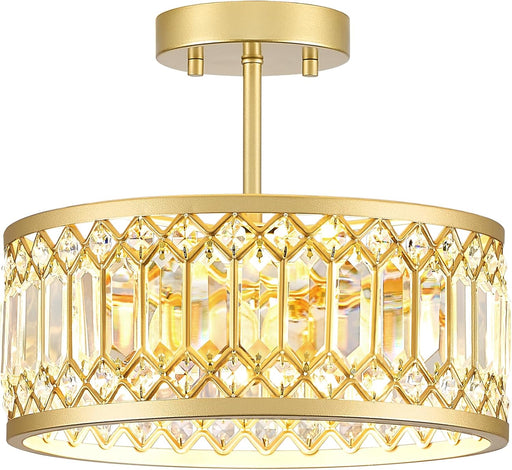 Crystal Ceiling Light 12Inch Gold Chandelier Fixture
