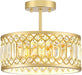 Crystal Ceiling Light 12Inch Gold Chandelier Fixture