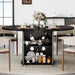 Black round Dining Table for 4, 47 Inch Dining Room Table with Storage | Modern Kitchen Tables with Fridge Space, Industrial Wood Dinner Tables for Home Kitchen Living Room, Black Oak, Only Table
