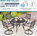 Outdoor Modern round Dining Table Set for 4 Dining Swivel Chairs Patio Furniture Set of 5, Metal Patio Circle Table with Umbrella Hole & Wrought Iron Dining Chairs with Cushion Backyard