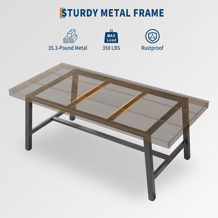 Industrial Dining Table 63InchesLong Espresso Brown