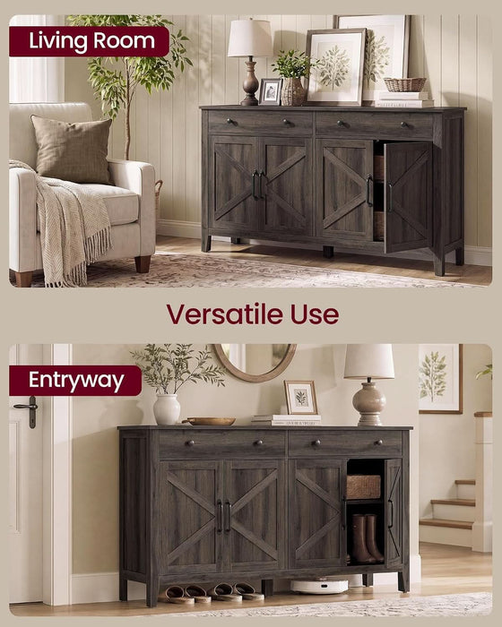 Farmhouse Buffet Cabinet, Coffee Bar with 2 Drawers
