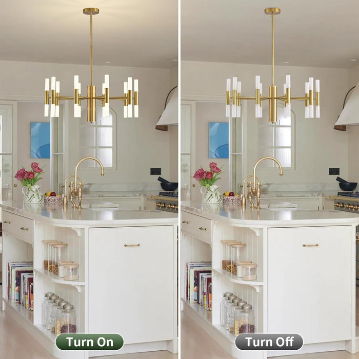 Modern Gold Chandelier 20-Light, Large Luxury round Candle Chandeliers with Acrylic Shades, 26.7" Dining Room Light Fixture for High Ceilings, Living Room, Foyer, Entryway, G9 Base