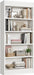 71 in Farmhouse Bookcase W/Double Fluted Design, 5 Tier Tall Bookshelf with Wooden Base, Wooden Bookshelf Rustic Vintage Book Shelf for Office Library (White, 70.8" H X 30" W X 11.9" D)