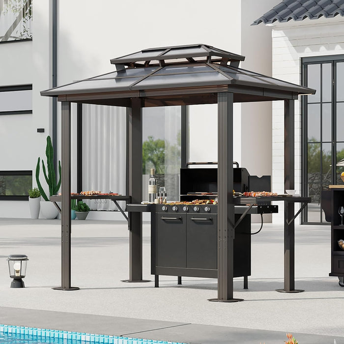 Aluminum Grill Gazebo 8x5ft With Polycarbonate Roof