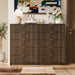 Walnut Dresser for Bedroom, Tall Dresser with 5 Drawers and Smooth Slides, Modern Chest of Drawers with Golden Handles for Bedroom, Living Room, Closet, 15.7" D X 31.5" W X 47.2" H