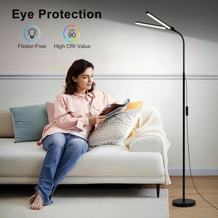 LED Floor Lamp DualHead Dimmable LashExtension Modern