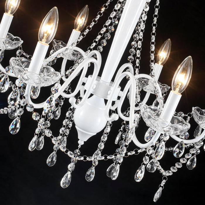 White Crystal Chandelier Six Light Dining Fixtures