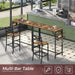 Bar Table, 35.4-Inch Counter Height Pub Table with Charging Station, Rectangular Dining Table with Wine Rack and Glass Holder, High Top Cocktail Tables, for Kitchen (Only Table)