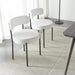 Modern Dining Room Chairs, Mid-Century round Upholstered Boucle Kitchen Dining Chairs with Black Metal Legs (2, White)