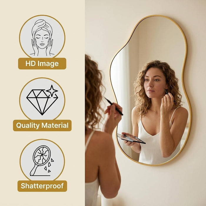 24"X40" Wall Mirror Irregular Mirror for Bathroom Bedroom & Entryway