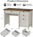 Executive Desk, Farmhouse Computer Desk with Drawers & Cabinet, Home Office Desk for Work Study Writing Workspace (Antique White, 45")
