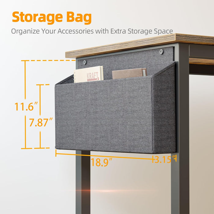 L Shaped Computer Desk with Power Outlets, 47 Inch Small Corner Desk with Reversible Shelves, Gaming Desk Computer Table Study Writing Desk for Home Office Small Space, Rustic Brown