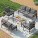 Aluminum Outdoor Patio Furniture Set 7-Seat Metal Patio Conversation Sets with Coffee Table and Water-Resistant Cushions, Modern Patio Sectional Sofa for Porch, Deck, Backyard, Poolside