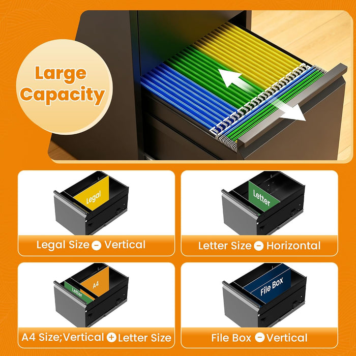4 Drawer File Cabinet, Lockable Metal Vertical File Cabinet for Home Office