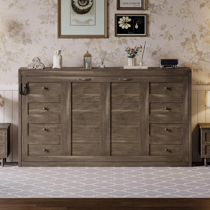 Contemporary SpaceSaving Murphy Bed With LED Brown