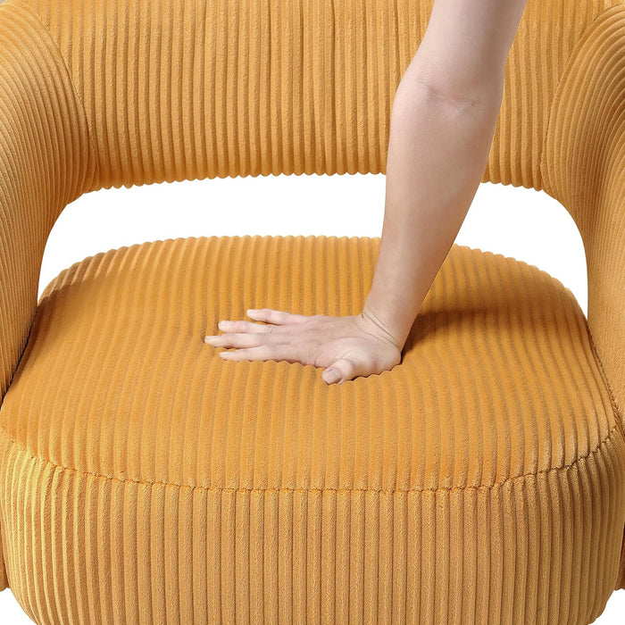 360Degree Swivel Accent Chair Corduroy Yellow Office