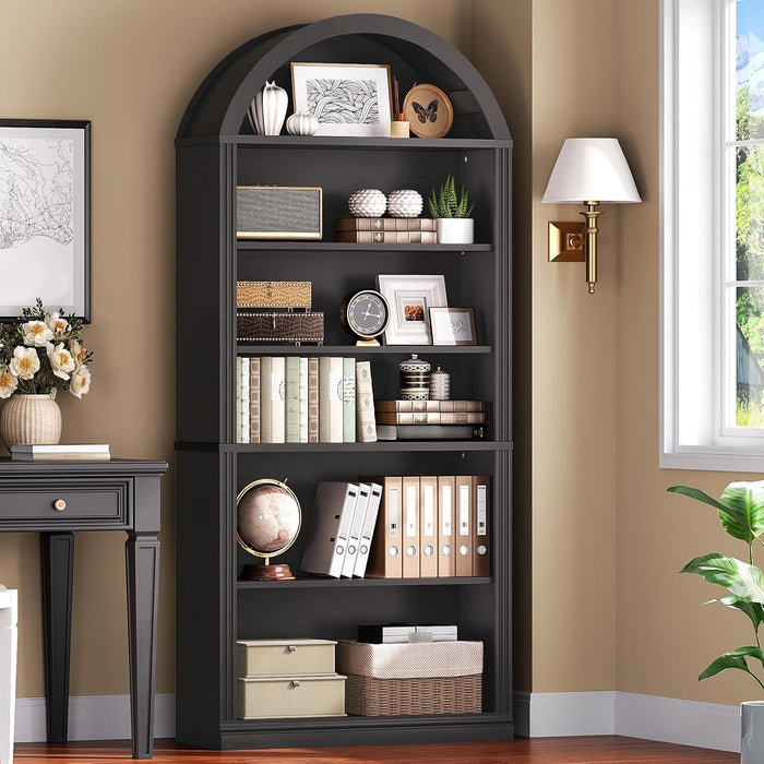 Arched Bookshelf, 75.8" Tall Arch Bookcase with Storage