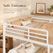 Metal Bunk Bed Full over Full with Ladder and High Guardrail, Heavy-Duty Metal Slats Support, Noise Free, No Box Spring Needed, for Kids and Juniors, White
