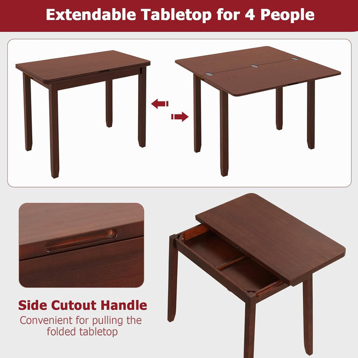 40" Foldable Rectangle Dining Table, Wooden Kitchen Table for 2-4