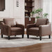 Mid-Century Modern PU Leather Accent Chair Set of 2, Chocolate Brown with Removable Cushions