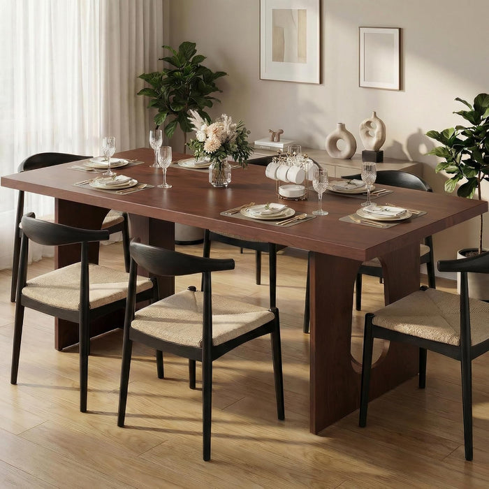 Walnut 71Inch Dining Table Seats SixToEight Contemporary