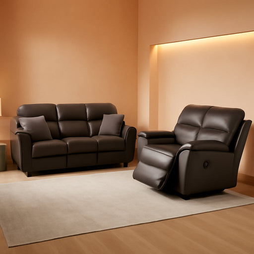 Lerona Faux Leather 2-Piece Recliner Sofa Set with Pillow Top Arms, Loveseat Console and Cupholders & Wireless Charging for Living Room, Bedroom, Office, Dark Gray