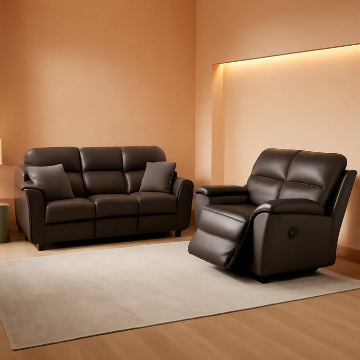 Lerona Faux Leather 2-Piece Recliner Sofa Set with Pillow Top Arms, Loveseat Console and Cupholders & Wireless Charging for Living Room, Bedroom, Office, Dark Gray