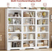 5-Tier Farmhouse Bookshelf, 69" Open Bookcase, Adjustable Shelf, White | Tall Storage Shelf Rack, 23.6"W Wooden Floor Standing Storage Organizer for Living Room, Home Office & Study, Anti-Tip