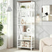 Bookshelf, 7-Tier Bookshelf, Rustic Wood Metal Bookshelves and Bookcases, Freestanding Open Bookshelf, Industrial Tall Bookcase for Home Office, Living Room and Bedroom, White