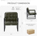 Green Full Grain Leather Upholstered Accent Armchairs