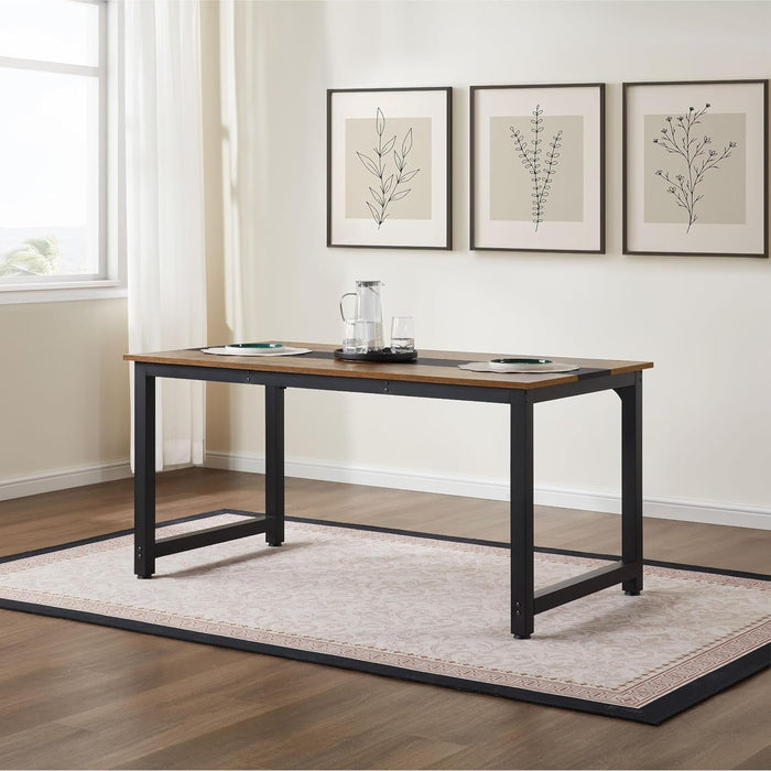 59.8'' Large Computer Desk for Home Office, Gaming, Writing, Study – Modern Wooden Surface with Metal Frame, Rustic Black - ShipItFurniture