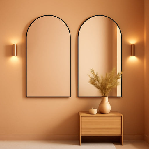 Bathroom Mirror for Wall,2 Pack 24”X36” Arched Vanity Bathroom Mirror for over Sink, Metal Framed with HD Shatter-Proof Glass for Entryway, Living Room,Bedroom(Black)