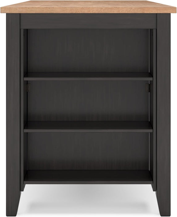 Gesthaven Contemporary Counter Height Dining Table with 3 Shelves and Trestle Base, Light Brown & Dark Brown