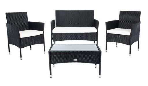 4 Piece Rattan Complete Patio Set with Cushion
