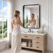 30X30 Inch Black Bathroom Mirror Metal Framed, HD Tempered Glass