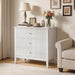 White Fluted 3 Drawer Dresser, 32 Inch Wide Dresser Nightstand for Bedroom, Modern Wood Chest of Drawers, Large Painted Nightstand with 3 Drawers for Closet, Hallway, Entryway