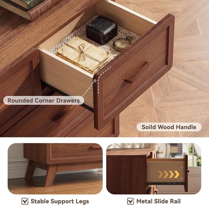 Walnut 7 Drawer Dresser for Bedroom, 47" Wide Chest of Drawers