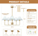 5-Light Gold Chandelier,Mid Century Modern Dining Room Light Fixtures with White Pleated Fabric Shades, Chandeliers Lighting Fixtures for Kitchen Island above Dining Table,Height Adjustable