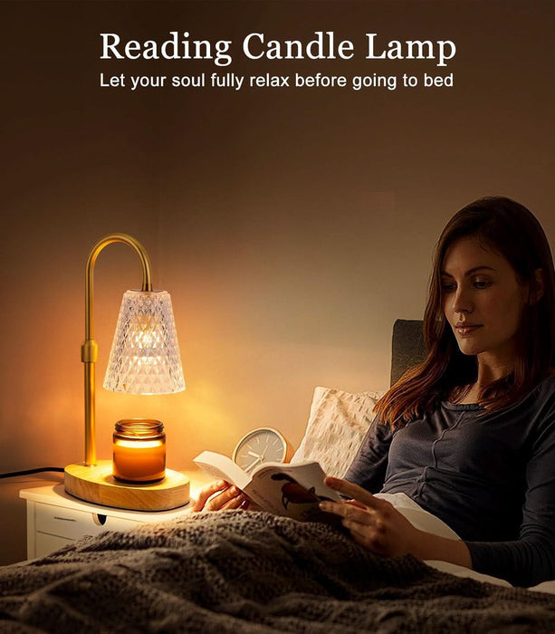 Candle Warmer Lamp Electric Timer - Candles Wax Warmers Glass Lamps for Jar Candles Burner No Flame Scented Melting Warming Lantern Adjustable Height Dimmable Light with 2 Bulb for Home Living Bedroom