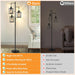 Dimmable Floor Lamp, Farmhouse Standing Lamp with Elegant Metal Cage, Industrial Tall Tree Floor Lamps for Living Room, Bedroom, Study Room, Office, 2000LM LED Bulbs Included - 68", Black