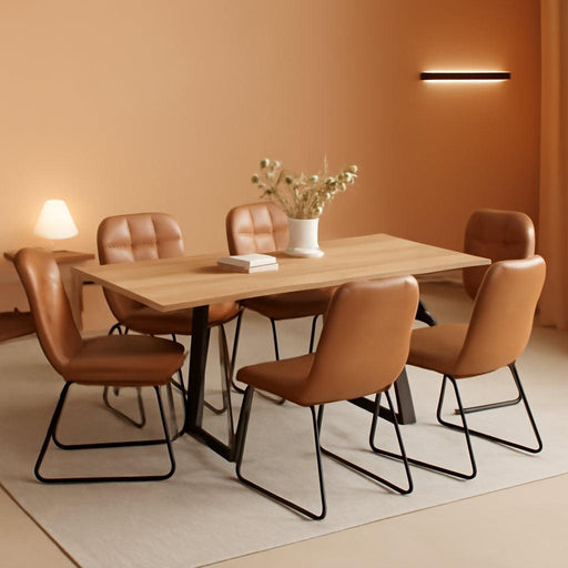 Expandable Dining Table Set for 6, 51"-67" Extendable Rectangular Wooden Table with 6 Chairs, Modern Space-Saving Kitchen & Dining Room Furniture for Apartment