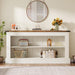 63-Inch Long Console Table for Entryway, Narrow Long Entry Table with Shelves for Living Room, Farmhouse Sofa Console behind Couch, for Foyer, Hallway, White and Brown