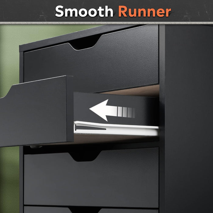 7-Drawer Office File Cabinets, Mobile Craft Storage Cabinet, Black