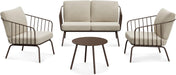 4-Piece Plaza Patio Furniture Set, Outdoor Furniture with Thick Cushion Sofa and Coffee Table, Modern Patio Conversation Set for Garden, Backyard and Porch, Brown & Beige