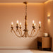 Farmhouse Vintage Antique Brass Chandelier: Distressed Gold Candle Fixture